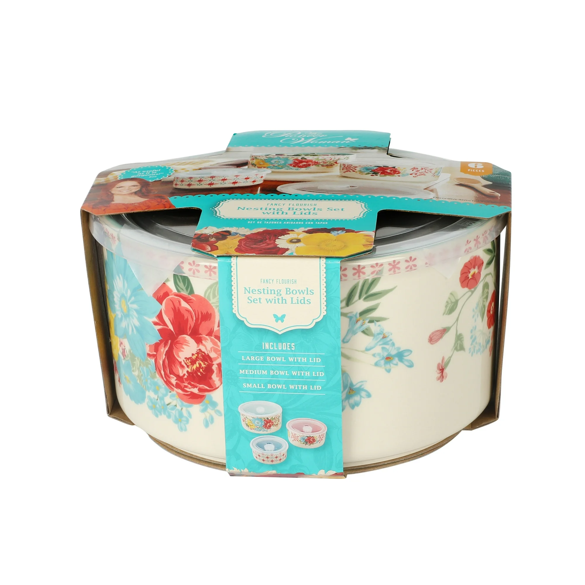 The Pioneer Woman Fancy Flourish 6-Piece Round Ceramic Bake & Store Nesting Bowls Set The Pioneer Woman Fancy Flourish 6-Piece Round Ceramic Bake & Store Nesting Bowls Set